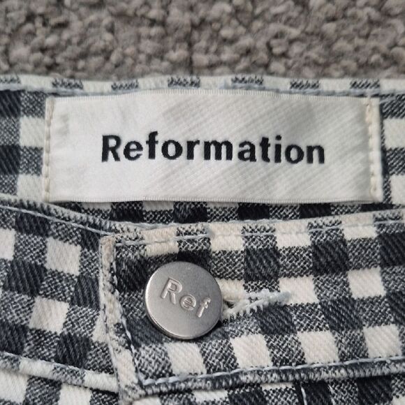 Reformation Monochrome Checkered Pants - Size: 26 - Picture 2 of 8